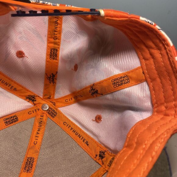 Men’s Adjustable SnapBack City Hunter USA New York Orange Floral Pattern - Picture 7 of 7